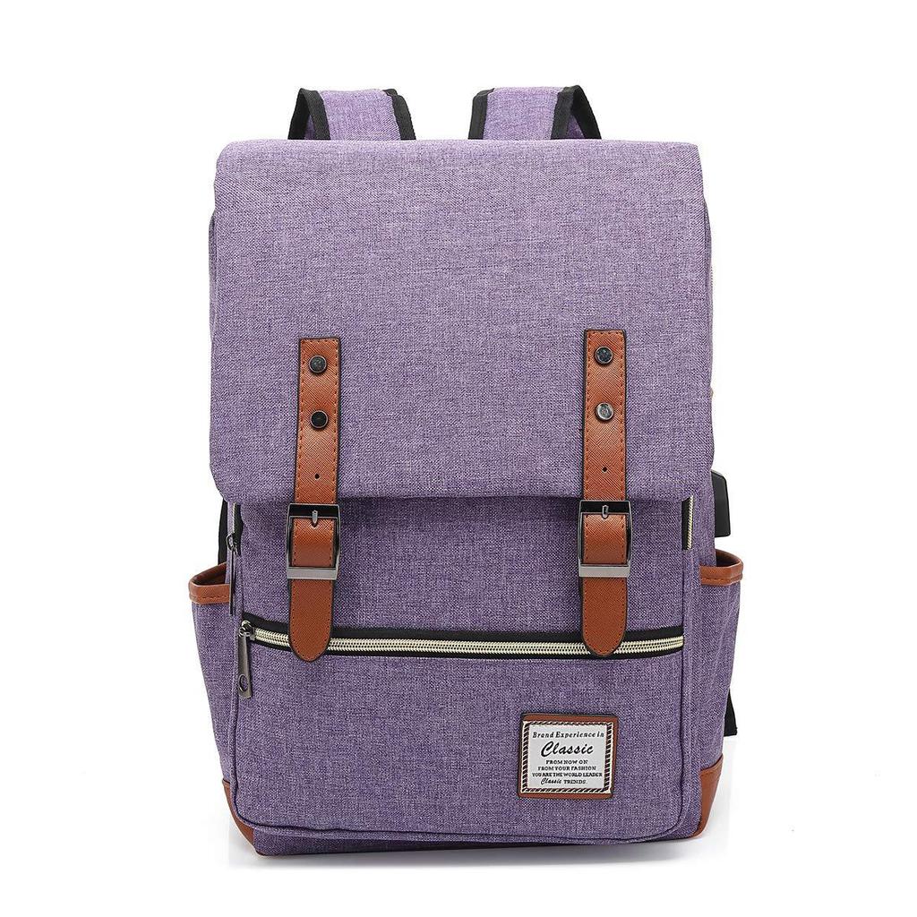 Retro Canvas USB Backpack: Unisex, Large Outdoor Travel Bag