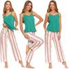 Women's Two-Piece Cotton Pajama Set with Long Pants and Straps MORAJ M GREEN
