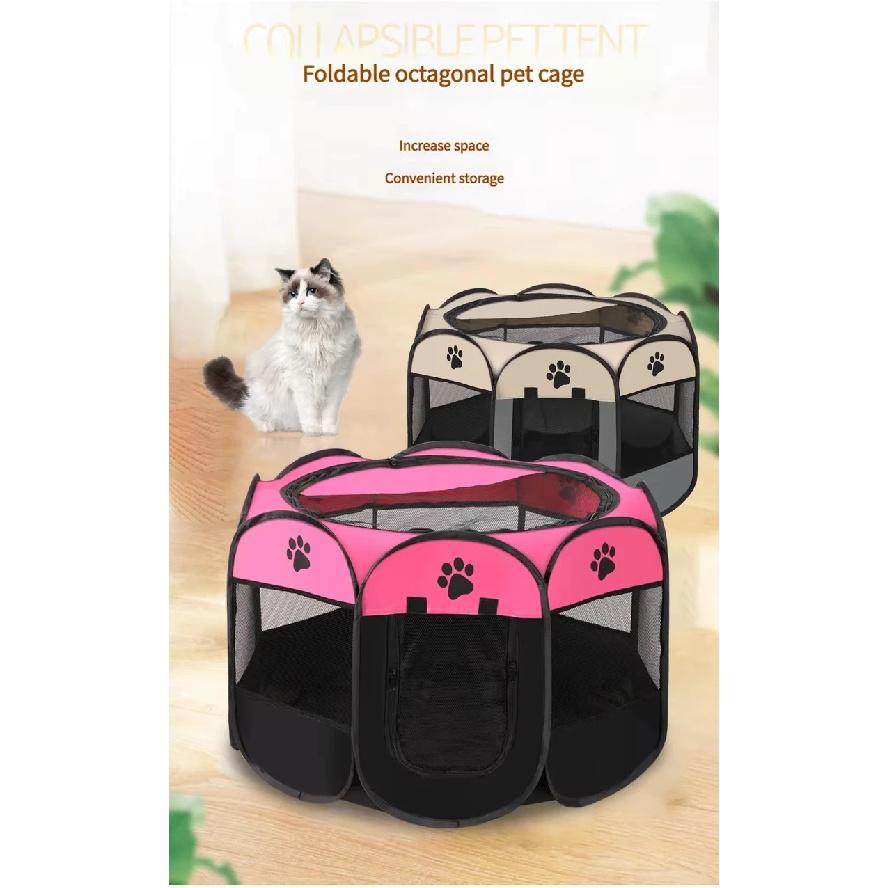 Portable Foldable Octagonal Pet Tent Indoor & Outdoor Pet Playpen Fence Kennel for Dogs and Cats, Easy Setup Large Pet Enclosure
