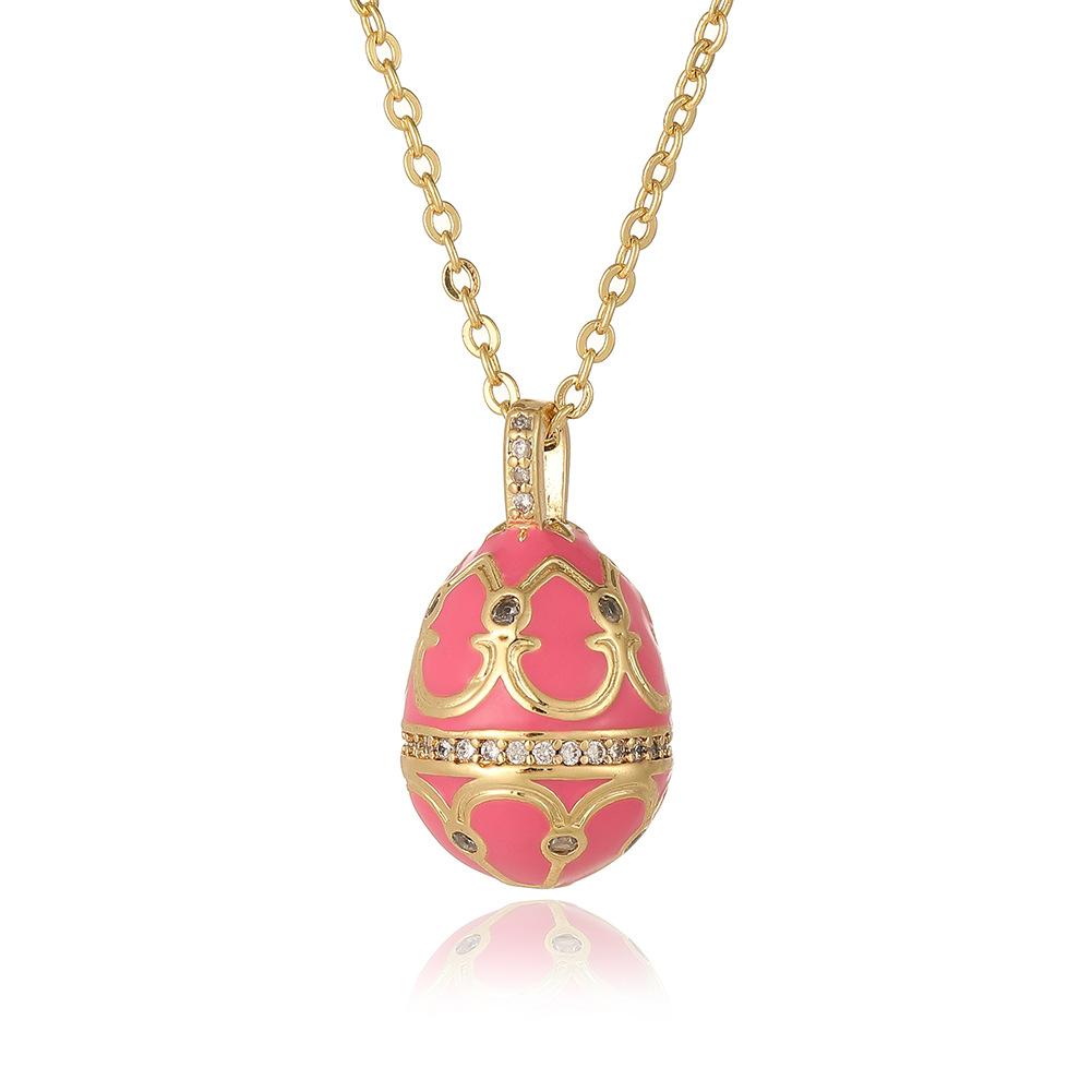 Vintage Religious Water Drop Egg Pendant Necklace, 18K Gold Plated Copper Lock Chain Dainty Fashion Jewelry for Women Daily Wear