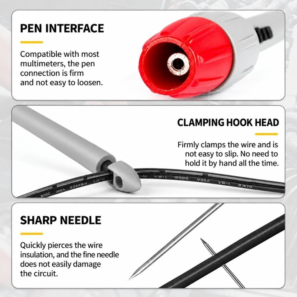4pcs No Strip Testing Insulation Piercing Clip Multimeter Test Probe Automotive Circuit Detection