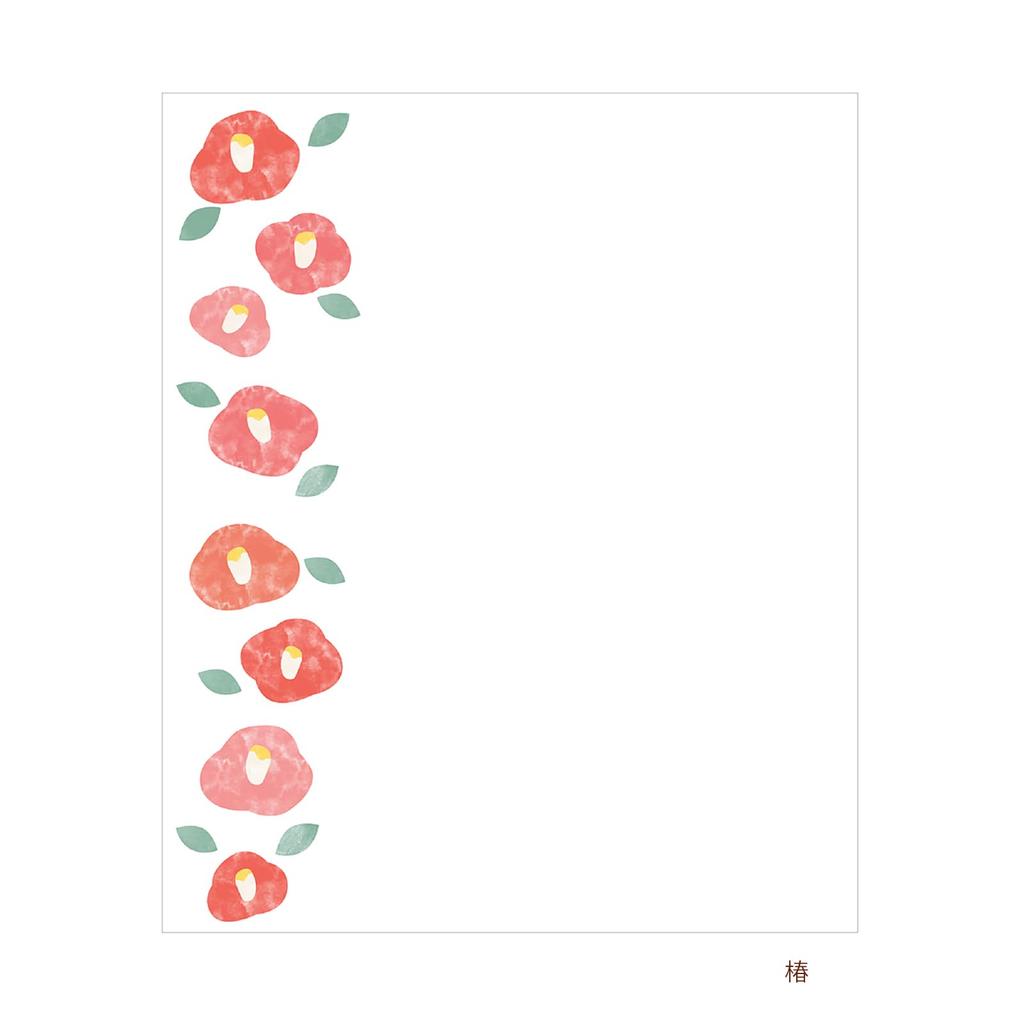 Kamiiso Sansho Kaishi de saison Kaishi Set 62, 3-Piece Set (Gift, Snowman, and Camellia Designs), Approx. 17.5 x 14.5 cm, 20 Sheets x 3 Packs,