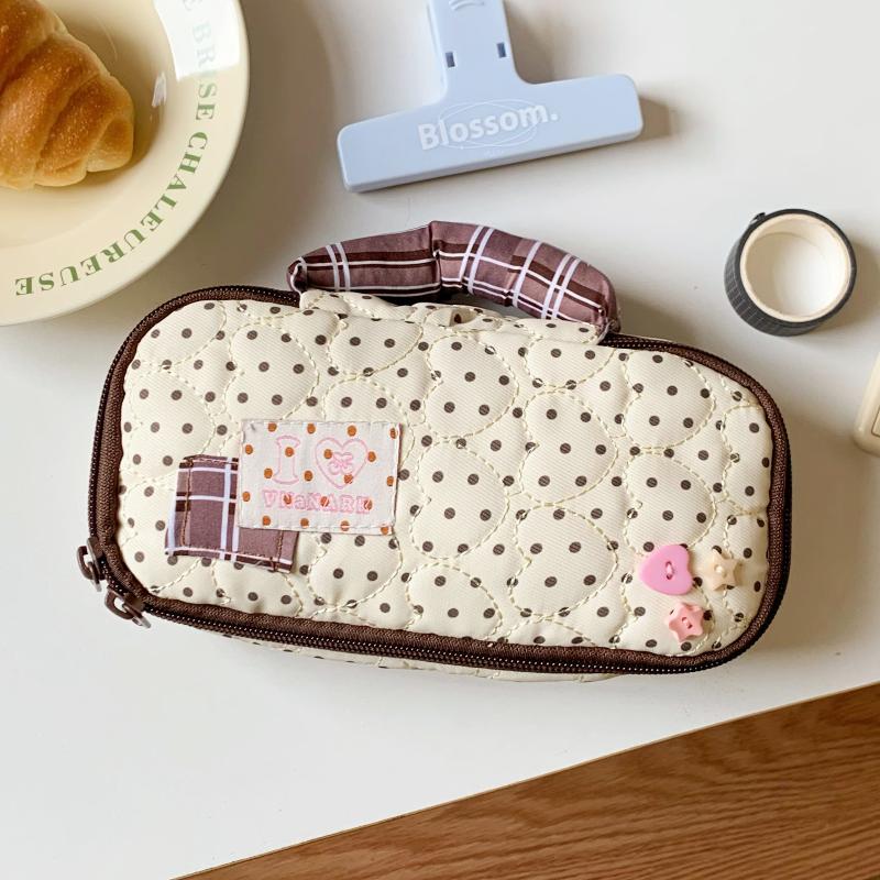 

Heart Shaped Handle Pencil Case Cute Ins Style Student Pen Bag Large-Capacity Stationery Storage Bag Makeup Bag жёлтый