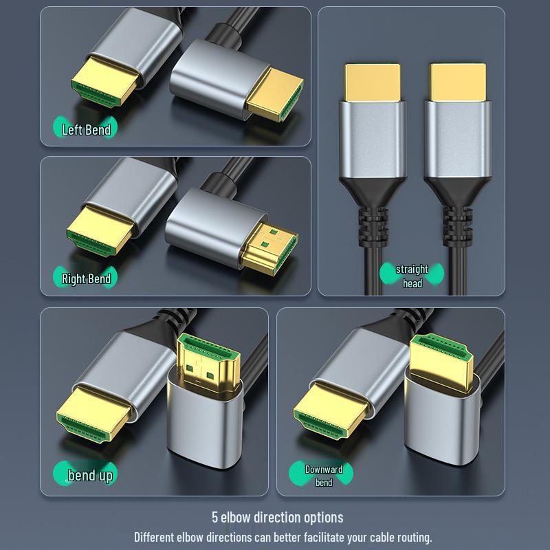 Engineering Grade HDMI 2.1 8K Ultra-Thin Elbow Cable for Computers