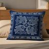 B-Blue Calico Cushion Cover Cushion Cover Pillowcase, Anti-Mite Invisible Zipper, Linen Sofa Cushion