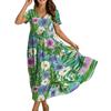 Robe longue décontractée à manches courtes et col en V pour femme avec imprimé tournesol Coupe ample Style Boho d'été pour un usage quotidien