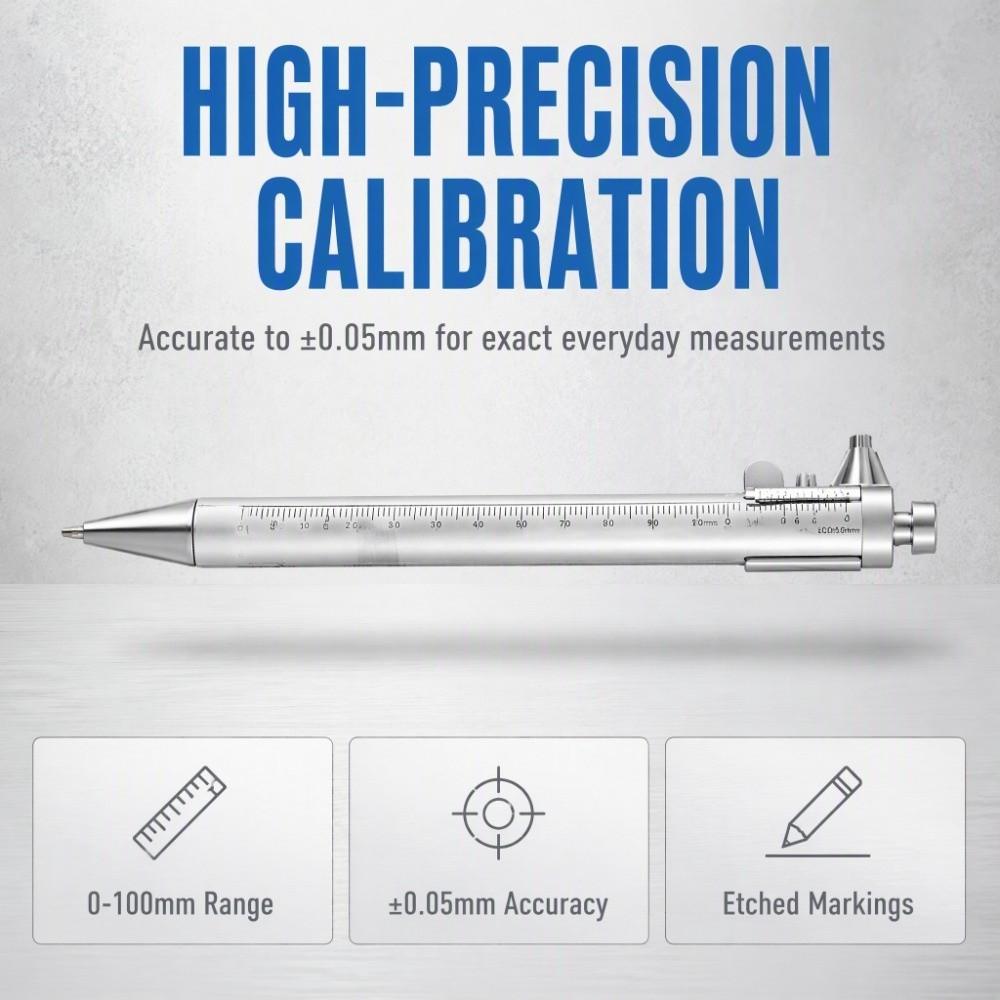 8pcs 0-100mm Range Measuring Roller Pen 0.05mm Accuracy Multifunction Caliper Pen For Drafting Work