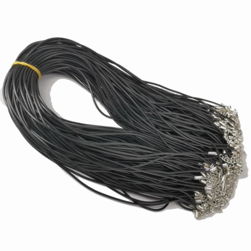 DIY Black Leather Necklace Cord with Lobster Clasp and Pendant Charm