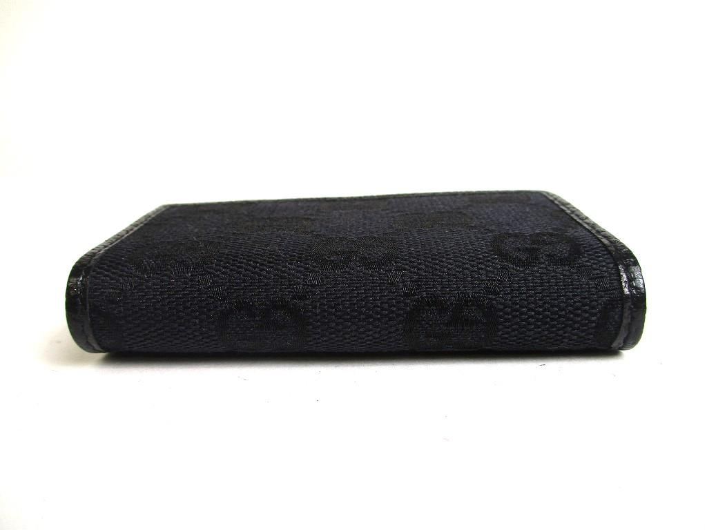 Autentické GUCCI GG černé plátno a kůže 6 Pics Key Chain #a438 Refurbished