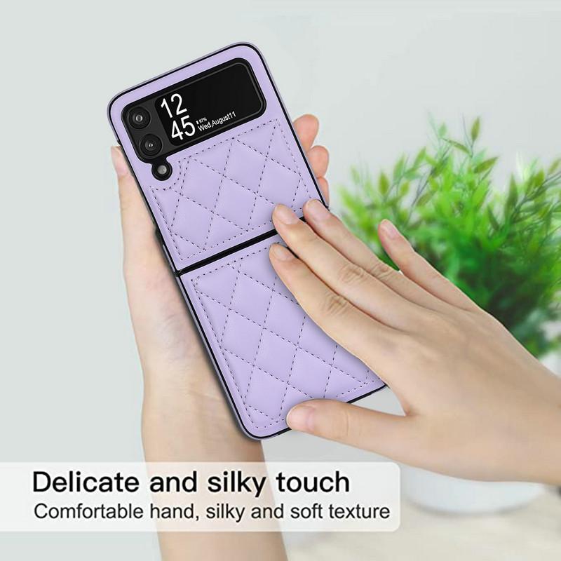 Luxury Brand Rhombic Lattice Phone Case for Samsung Galaxy Z Flip 3 Flip4 Silicone TPU Case Protection Shockproof Cover
