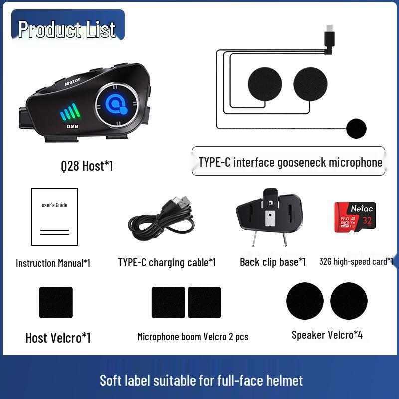 Bluetooth Helmet Earphones: Waterproof HD Open-face Motorcycle Headset with Dash Cam