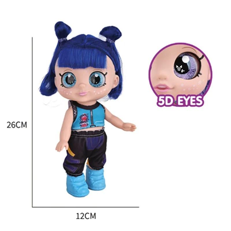 Neue 10-Zoll 5-Gelenk 5D-Augen Fetter Körper KPOP Hexe Gruppe Mädchenpuppe mit Musikgeräusch Vinylspielzeug Blaue Tigerfigur Geschenk Sammlerstück