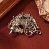 Retro Rhinestone Horse Brooch Pin Women Men Zinc Alloy Horse Head Lapel Pin Animal