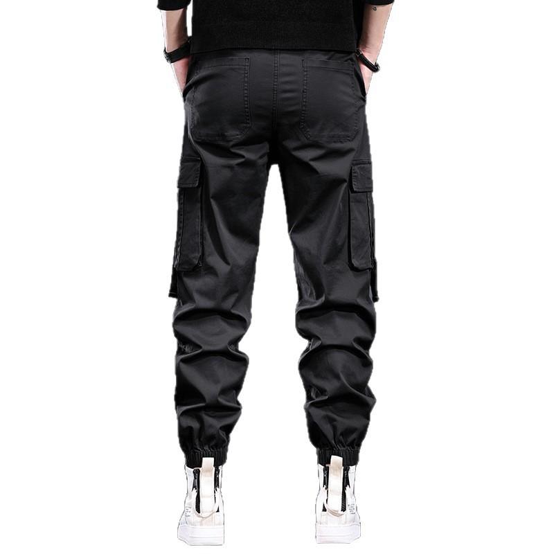 Black Overalls Men's Spring and Autumn Loose Tied Harlan Pants New Fashion Drawstring French Casual Pants Tide