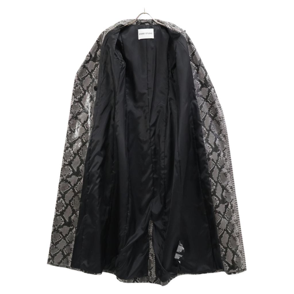 Stand Studio 60853-8674 Black X White Snakeskin Print Soutien Collar Coat Coat 38 blackUsed