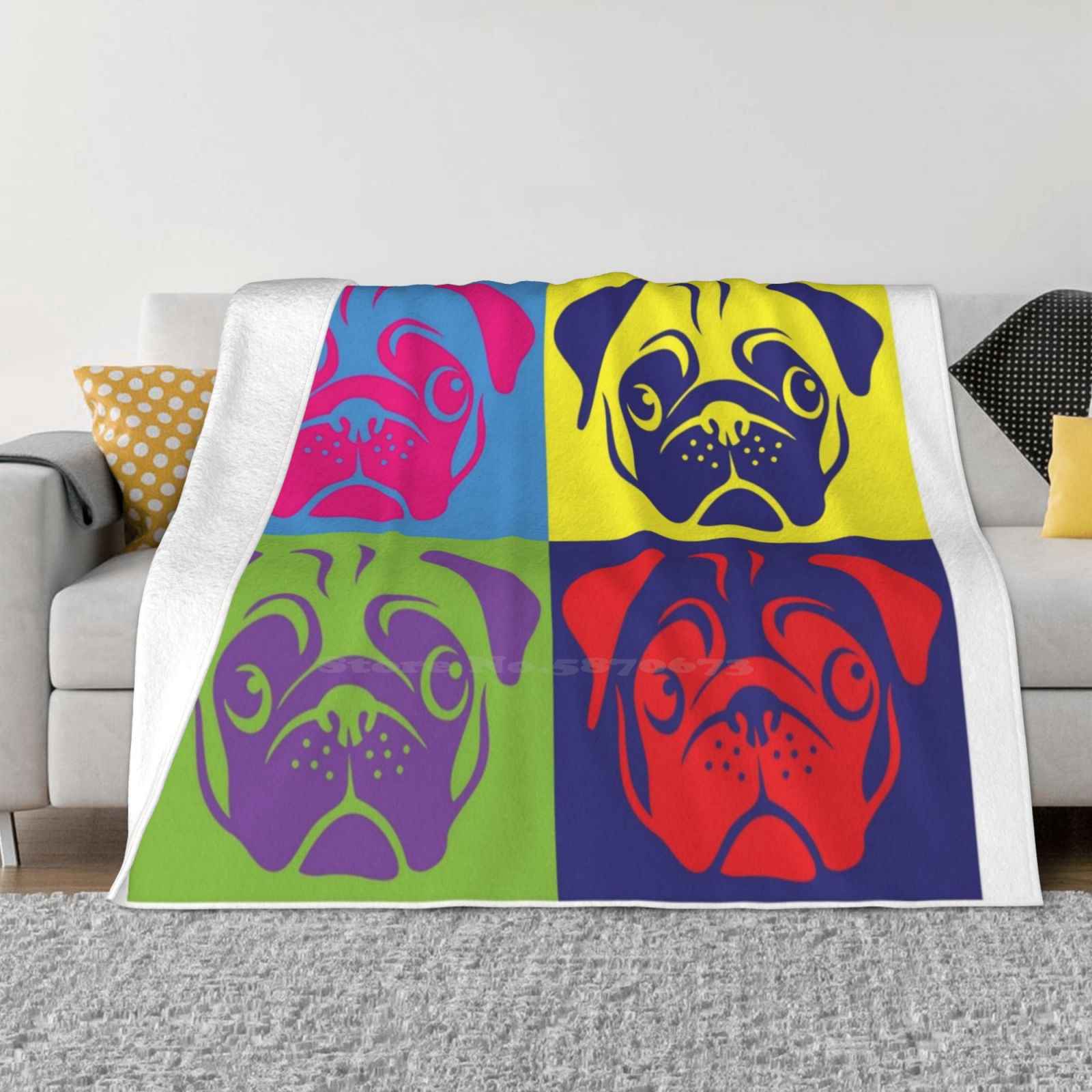 Pug Pop Art By Aireal Apparel Hot Sale Printing High Qiality Warm Flannel Blanket Pug Life Pugs Not Drugs Love Pugs Pug Lover I 30x40in