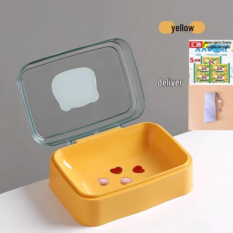 Creative Cute Plastic Soap Dish with Lid: Stylish Soap Holder and Drainer for Bathroom Storage