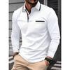 Men's New Cross-border Fashion Lapel Collage Button Men's Casual Sports Long Sleeved Polo Shirt