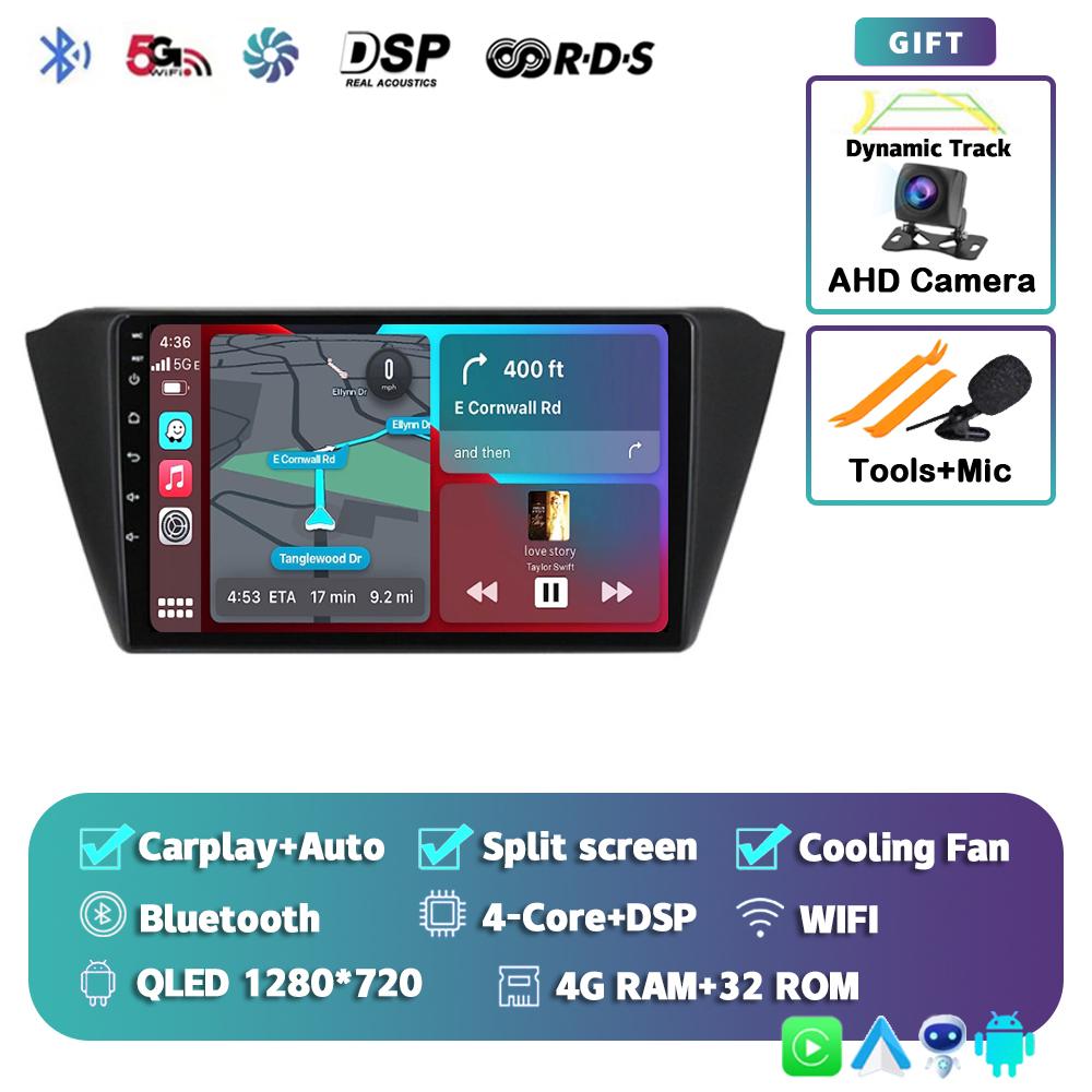 Android 14 Carplay Auto WIFI+4G Car Radio For Skoda Fabia 3 III 2014 2015 2016-2020 Multimedia GPS Player Stereo 2din Head Unit