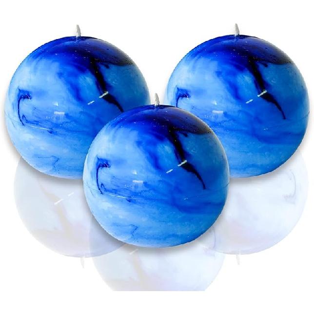 Тай-дай Бирюзовые Рустикальные Свечи-Столбики Шары - 3 дюйма Неароматические Круглые Свечи для Свадебного Декора, Праздников, Праздничные Свечи и Домашнего Декора - Blue-3