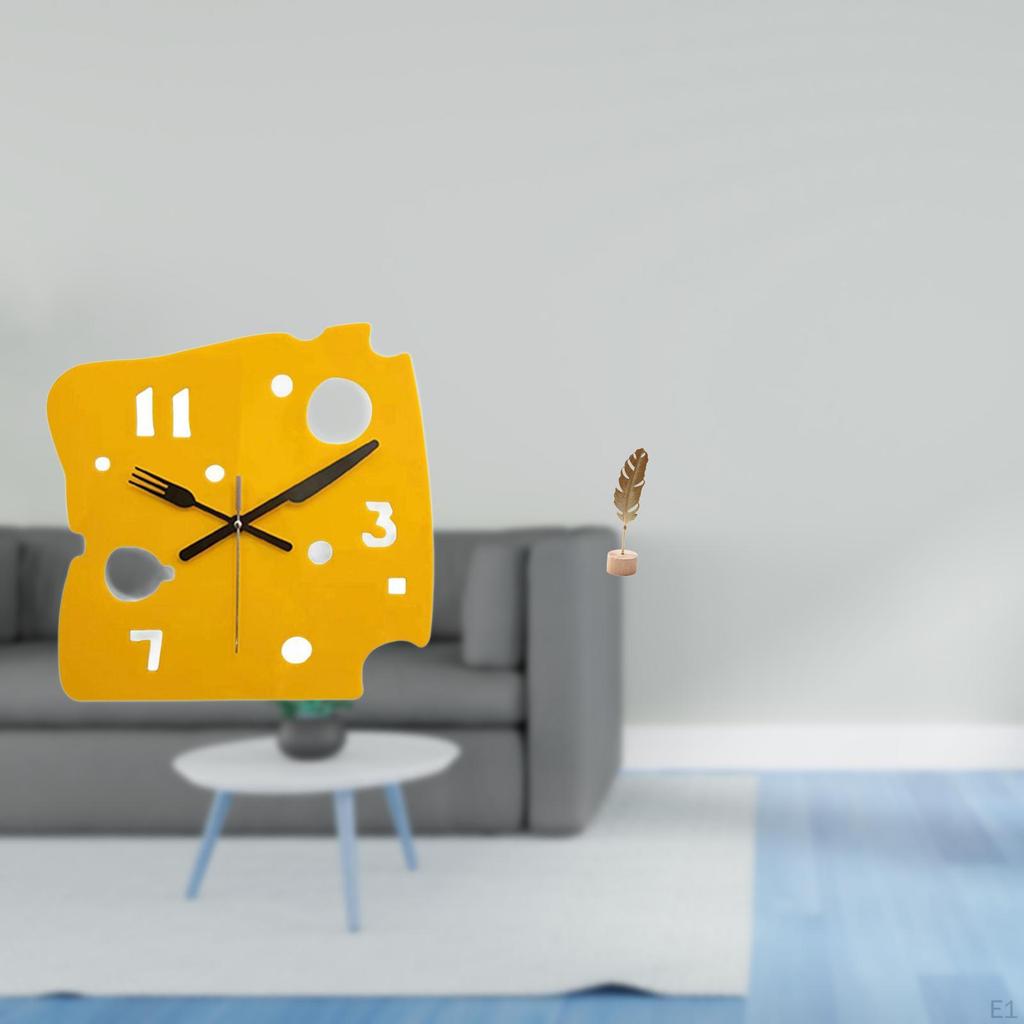 Nordic Minimalist Cheese Clock Desk Quiet Acrylic Wall Hanging for Office Bedroom