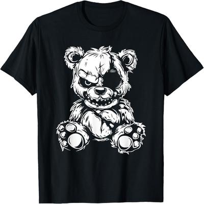 Horror Teddy Bear T-Shirt, Small, Black
