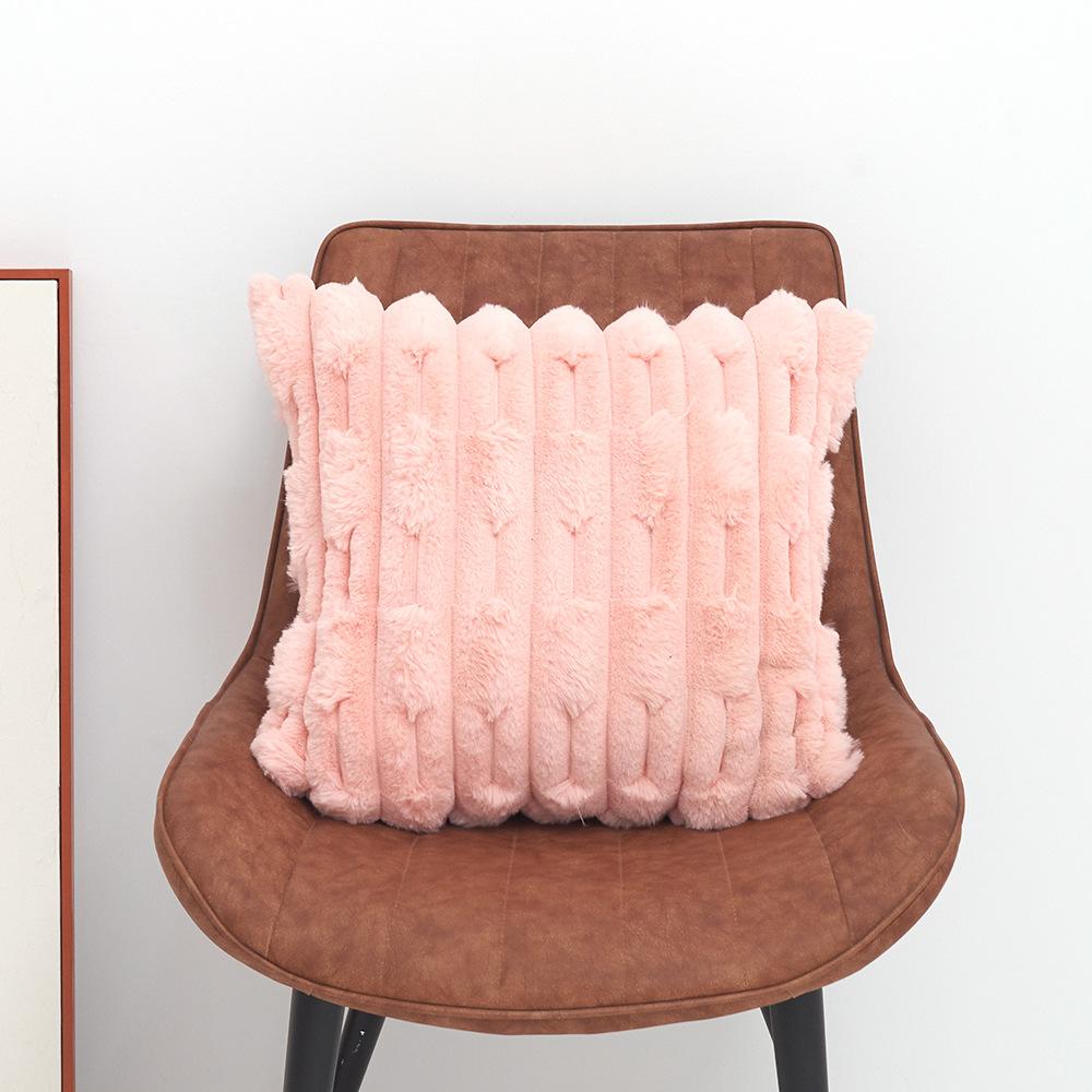 Modern Simple Imitation Rabbit Fur Pillow Case Double-sided Wheat Ear Three-dimensional Cushion Cover Sofa Living Room Pillow Case