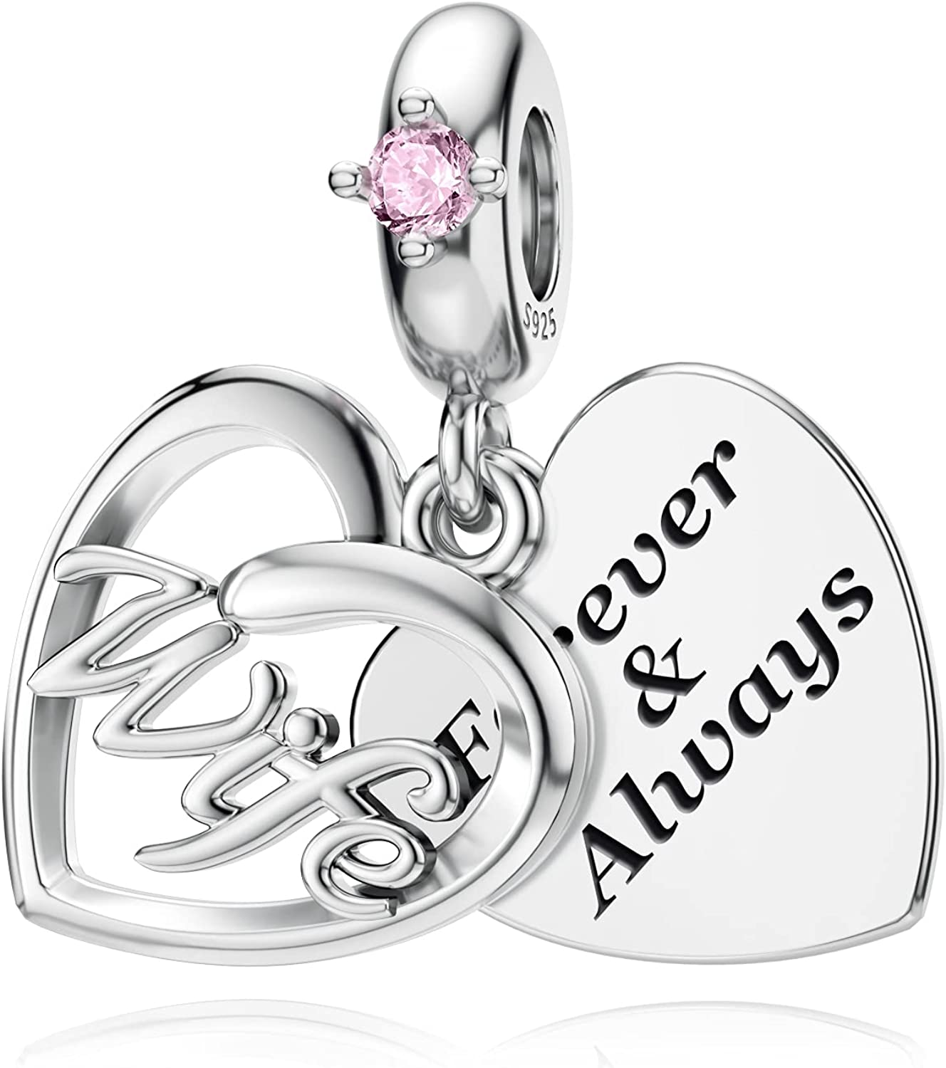 

copper Mother Sisters Daughter Friend Pink HeartShaped Charm Pendant Compatible With Ideal For Authentic Pendant Bracelets Do It Yourself Womens Jew