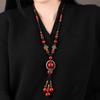 GemChic Women's New Vintage Ethnic Alloy Fish Flower Beads Pendant Long Necklace Adjustable Chain Fashion Birthday Christmas Jewelry Gift