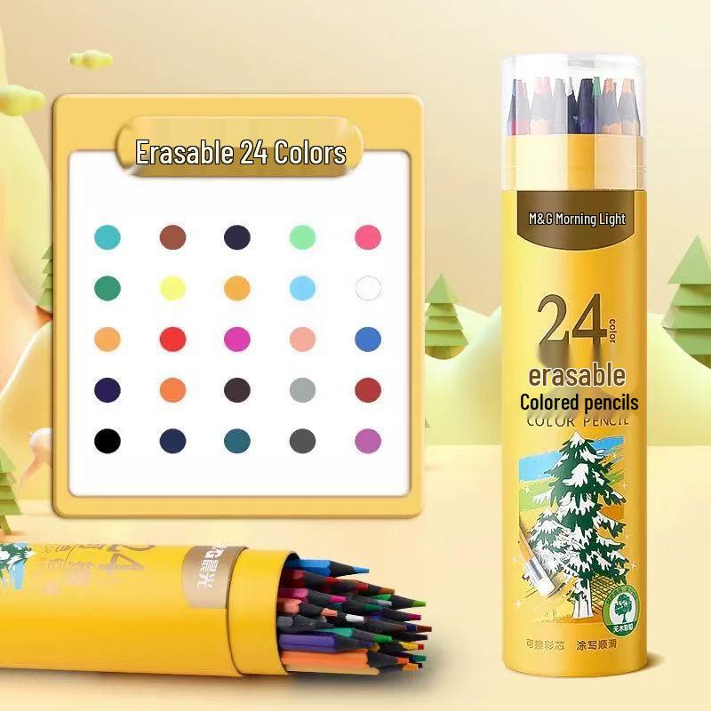 Morning Light Oil-Based & Water-Soluble Colored Pencils – 24 Erasable and 36 Hand-Painted Shades for Students