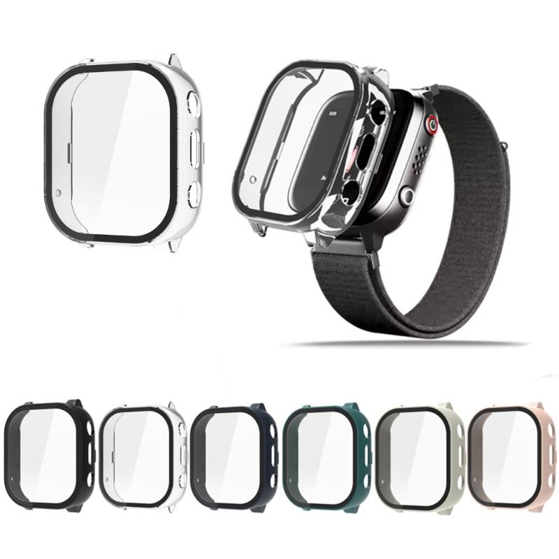 Full Coverage Smartwatch Integrated Tempered Glass PC Screen Protector Hard Sleeve Case Indoor Outdoor Use for JrTrack 3