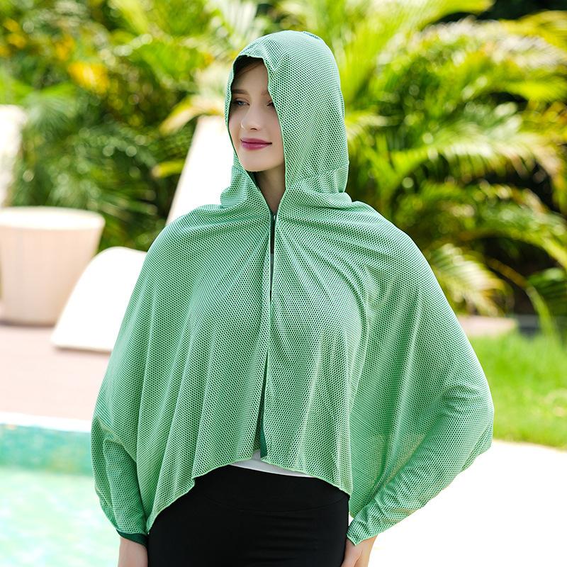 Ice Cool Beach Poncho Cover Up Quick Dry Sunscreen Clothing Oversized Hooded Towel Wrap 4-In-1 For Swimming Beach Pool Travel