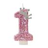 Cake Numeral Candles Birthday Candle Pink Colour Creative Candle Princess Crown Girl Happy Birthday Party Decoration