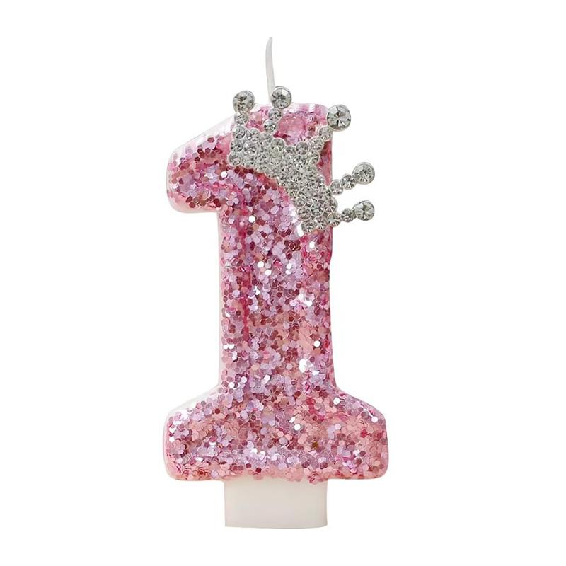 Cake Numeral Candles Birthday Candle Pink Colour Creative Candle Princess Crown Girl Happy Birthday Party Decoration