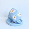 Super Cute Egg Flower Hand-painted Ceramic Coffee Cup and Saucer Set, High-value Latte Latte Flower Cup, Water Cup with Tray.