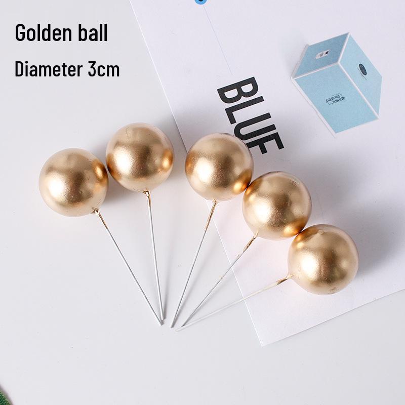 Golden and Silver Ball Cake Decorations with Colorful Birthday Insert Card