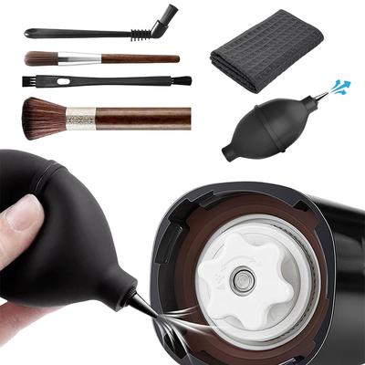 6 Pieces Coffee Brush Set with Manual Air Blower Tool Coffee Grinder Machine Cleaning Brush Kit for Coffee Machine Group Head