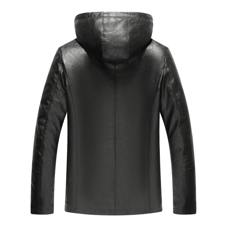 Men's Thickened Leather Jacket with Fleece Lining - Winter Outerwear for Mature Customers