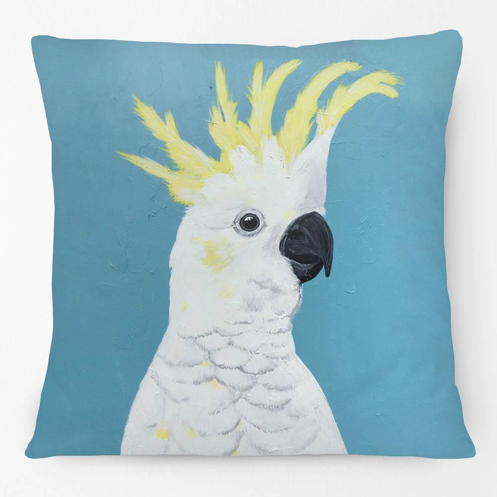 Australian Cockatoo Birds Animals Portrait Painting Cushion Cover Decorative Pillow Case