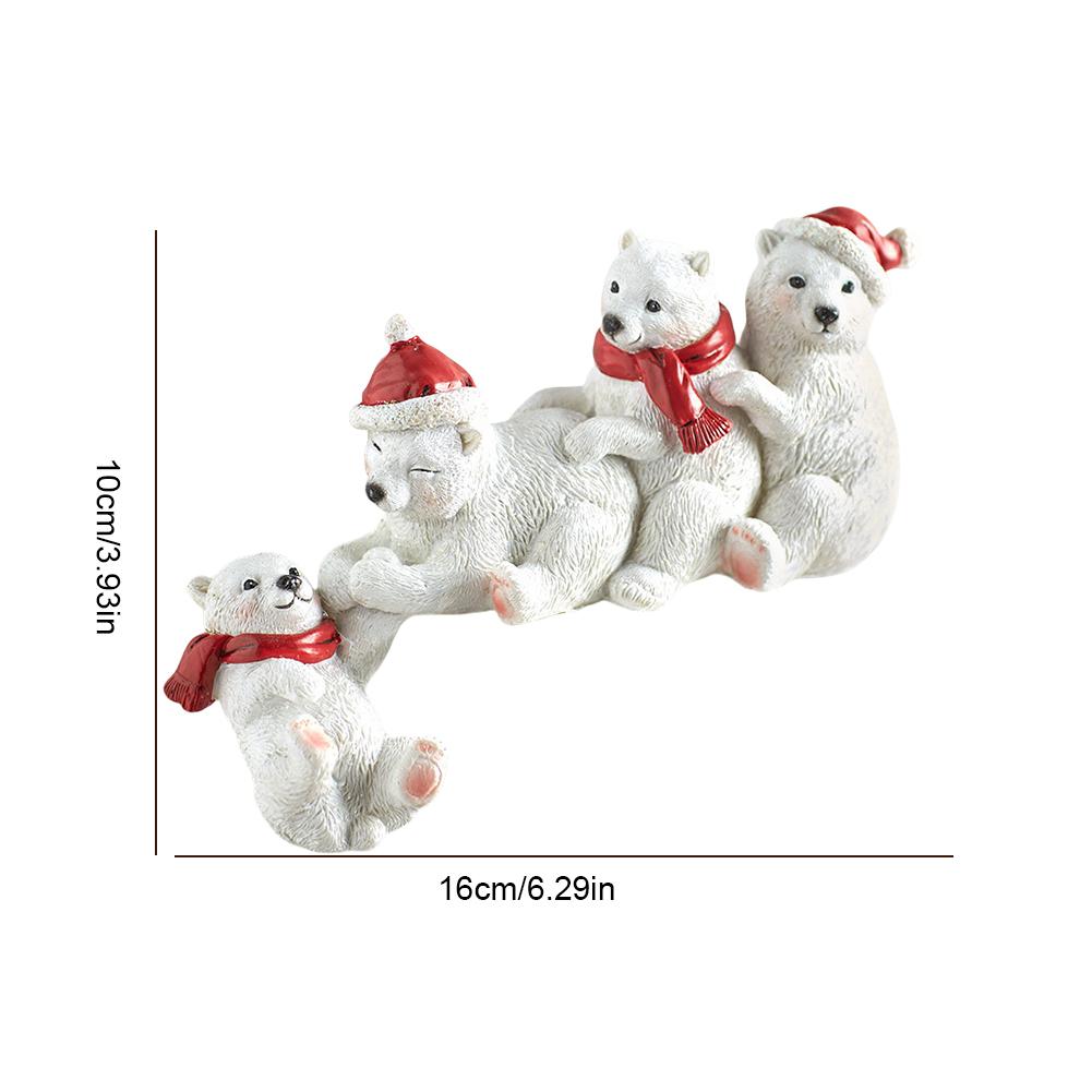 Christmas Black Bear Figurines Resin Miniature Art Craft for Bedside Tabletop