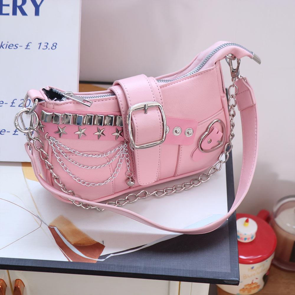 Love Heart Y2k Underarm Bag Punk Women's Handbag Kawaii Shoulder Bag  Travel