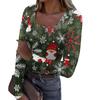Damenmode Slim Bottom Casual Langarm Weihnachten bedruckt Pullover U-Ausschnitt Top