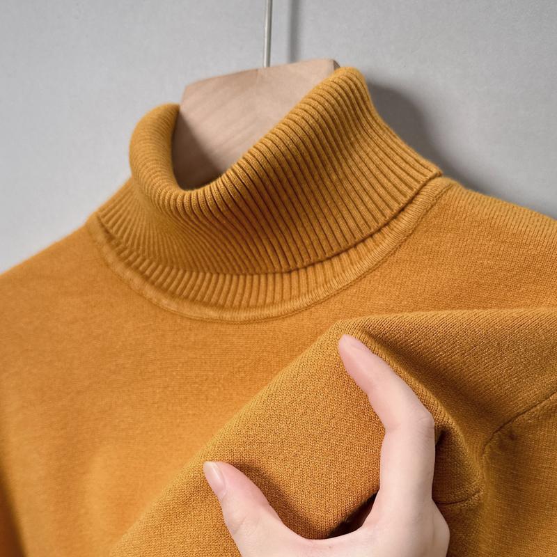 Men's High-Neck Knitted Sweater Winter Arrival Solid Color Minimalist Pullover Warm Fashion Commute Men'swear