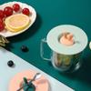 Cute Rabbit Food-Grade Silicone Cup Lids (2-Pack, 100mm Universal)