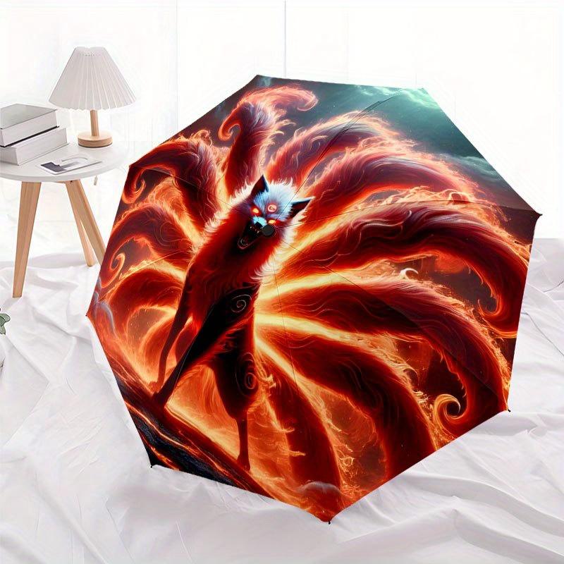 Nine-tailed Fox 1 Portable Automatic Folding Umbrella Suitable for Travel and Daily Use An Ideal Gift for Family and Friends