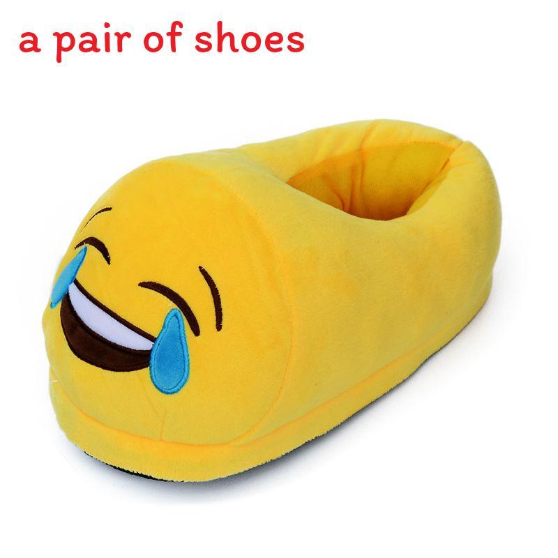 Emoji Plush Slippers With Nonslip Rubber Sole For Home Comfort And Relaxation