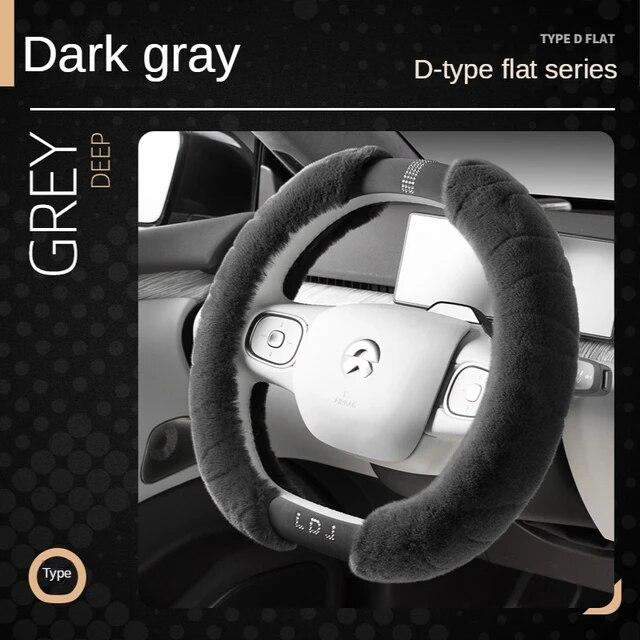 Luxury Plush Steering Wheel Cover Diamond Universal 15 Inch Handle Cover Winter M Fur Car Steering Cover Fashion D Shape Ring