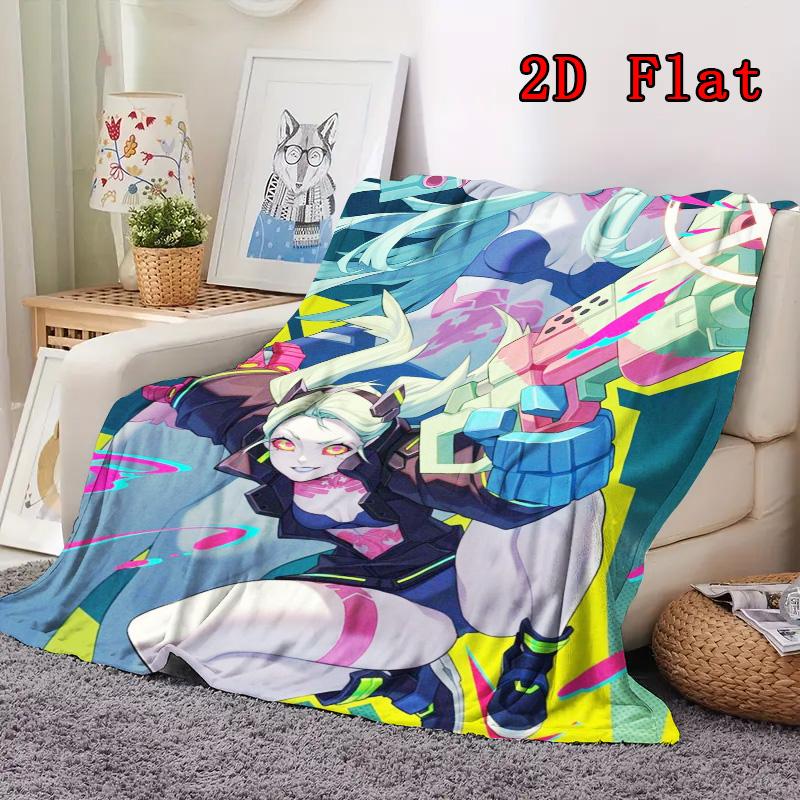 Cyberpunk 2D Flat Pattern Flannel Blanket High Quality All Seasons Warmth and Comfort Perfect for Christmas Gifts.MMT0918468