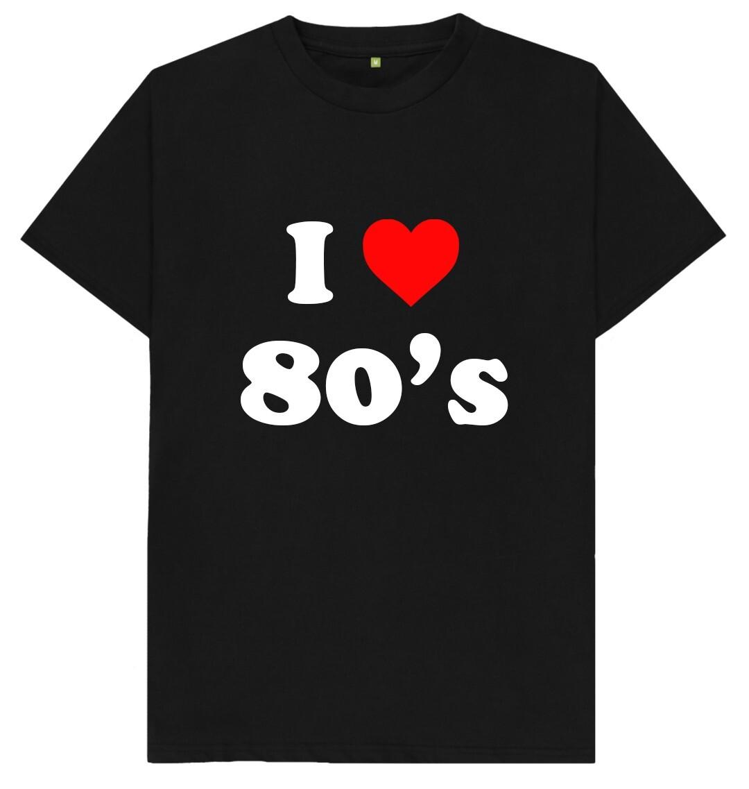 I Love 80s Party Disco Fancy Dress T Shirt S