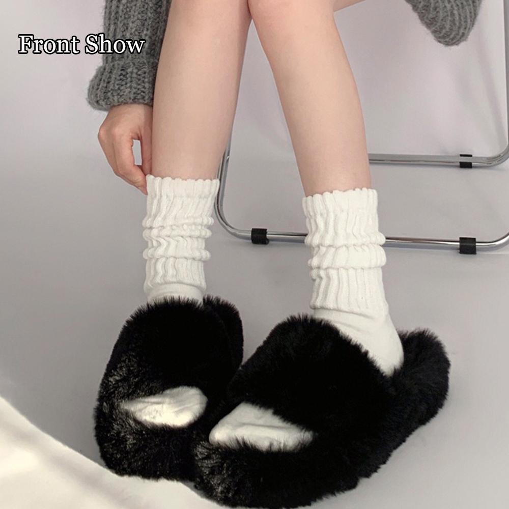 3 Pary Vintage Bawełnianych Skarpet, Damskie Skarpety Dzianinowe Skarpety Sportowe Grube Długie Skarpety Frotte, ze Skórzanymi Czółenkami Trampkami Butami na Deskę